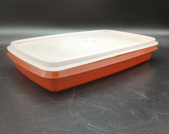 Vintage Paprika Tupperware Deli Keeper, 9"Container with Clear Lid - Retro Kitchen, Kitchen Storage, RV Camping Gear, 1980s Tupperware