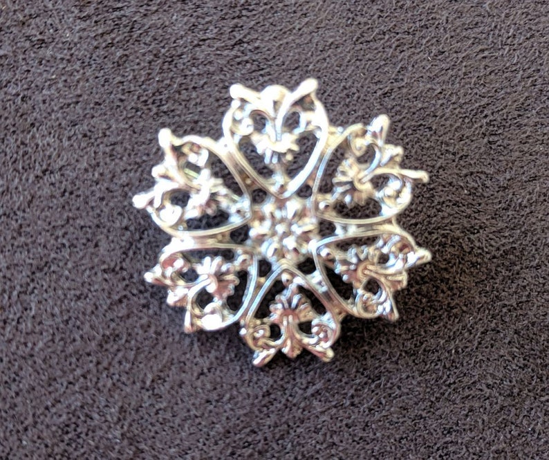 Starburst Pin Small Brooch Silver Flower Shaped Pin Vintage Jewelry
