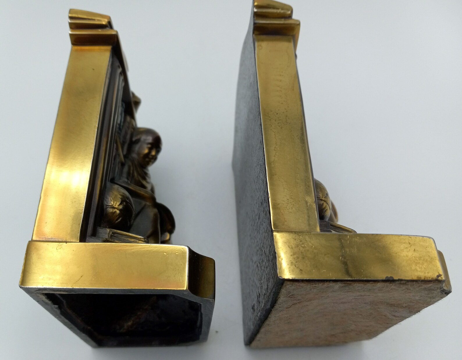 Antique Brass Over Metal Heavy Bookends Possibly Aronson Art Etsy