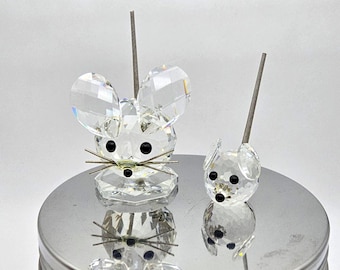 Vintage Swarovski Silver Crystal Mice Pair – Blocked SC Logo – “In a Summer Meadow” Collection – Retired Figurines