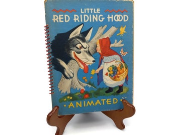 RARE "Little Red Riding Hood" with The Big Bad Wolf, Antique Children's Book  Animated and SIGNED by Julian Wehr, Pub 1944,Collectible Book