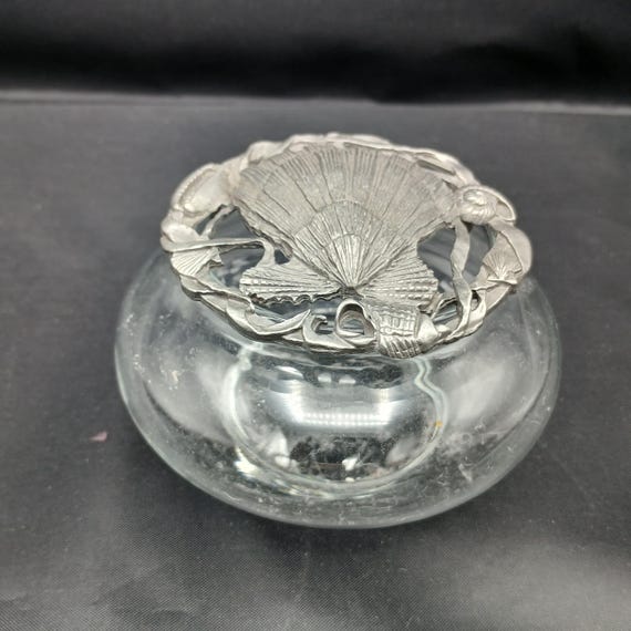 1990 Rawcliffe Pewter Scallop Trinket Dish: Vintage Glass