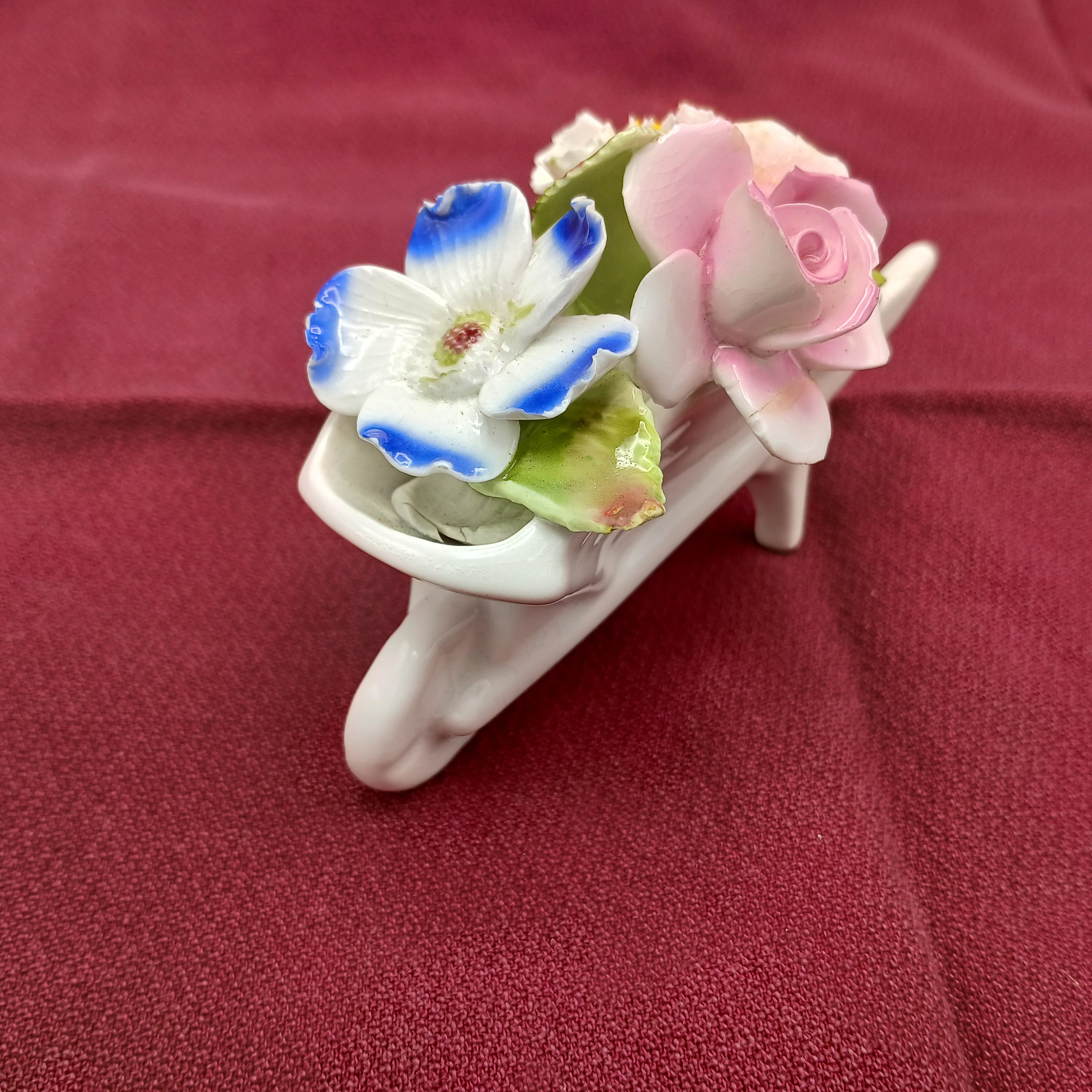 Royale Stratford Floral Wheelbarrow, Hand Painted Bone China