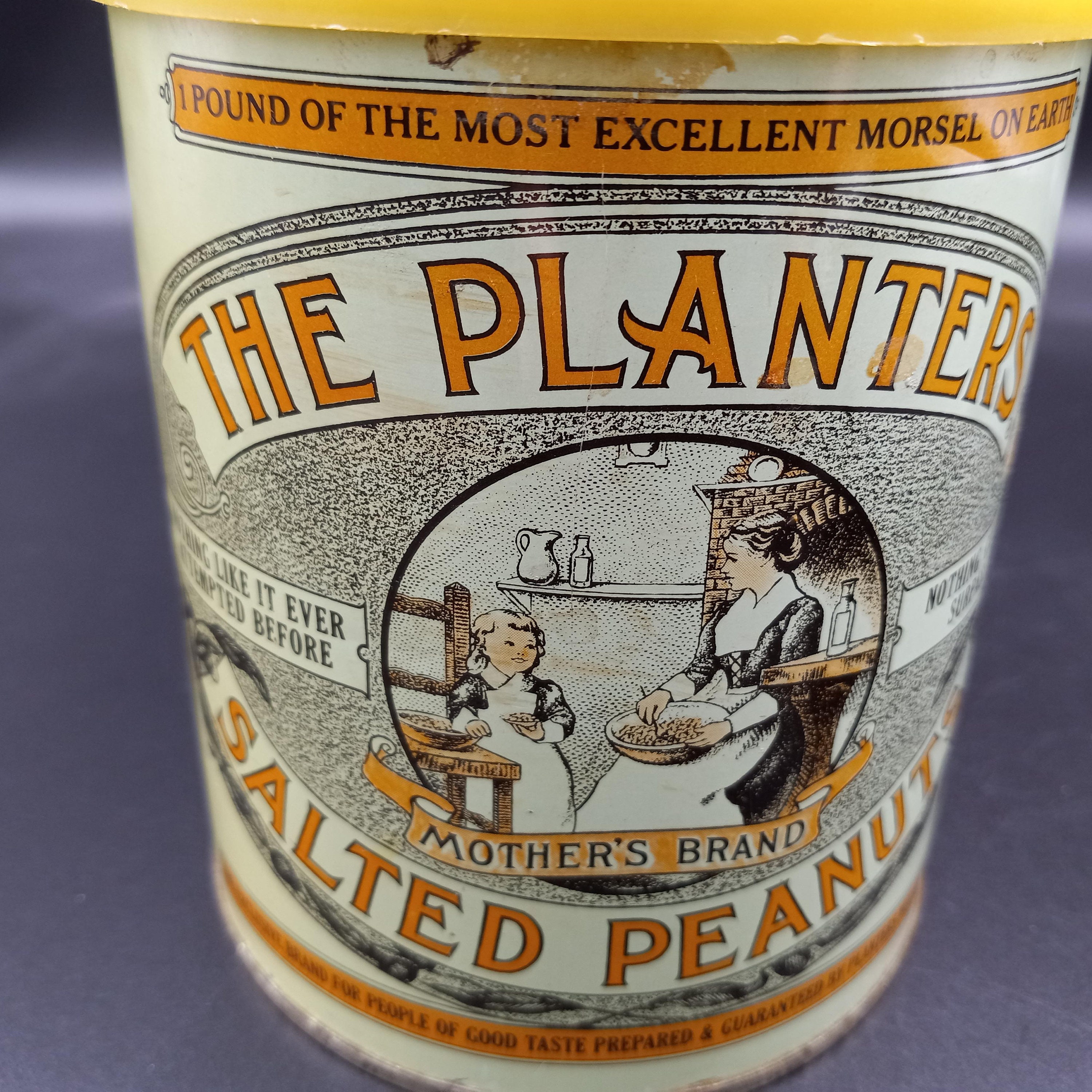 Planters Salted Peanuts Vintage Metal Tin, 1981 Advertising Tin