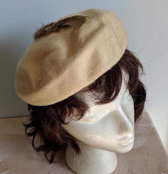 Vintage 50s 60s Genuine Velour Fur Felt Pillbox Hat Beaded Glass Pearl Brown Pillbox Brown Original Vintage Hats for Women for sale | eBay main image 2