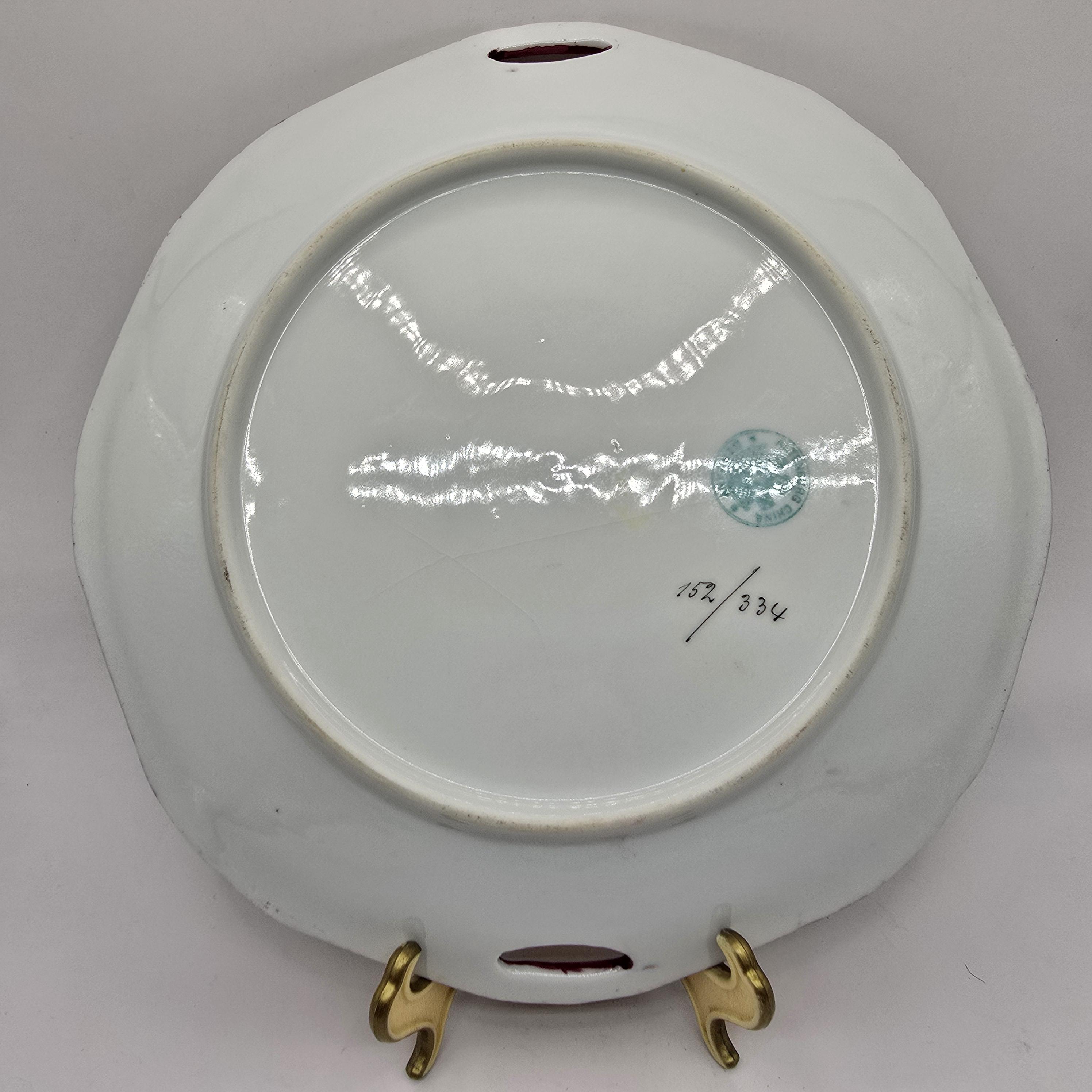 Antique Altenburg Cabinet Plate: Porcelain, Hand-painted Rose