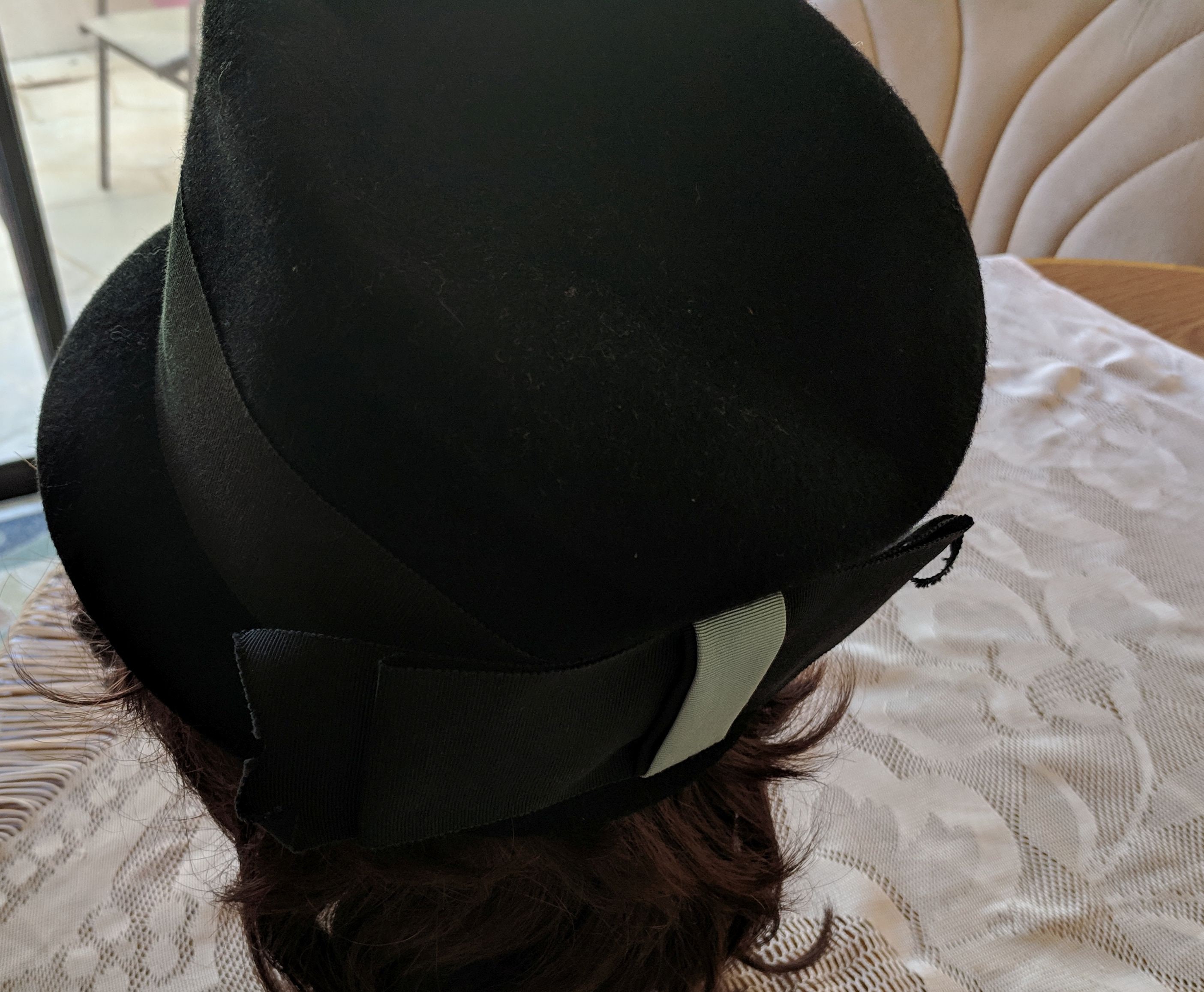 Vintage Henry Pollak of New York Black Wool Felt Ritz Hat 