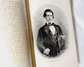 Antique Leather Bound Book, John Sherman's Recollections, 1895, 2 Volumes