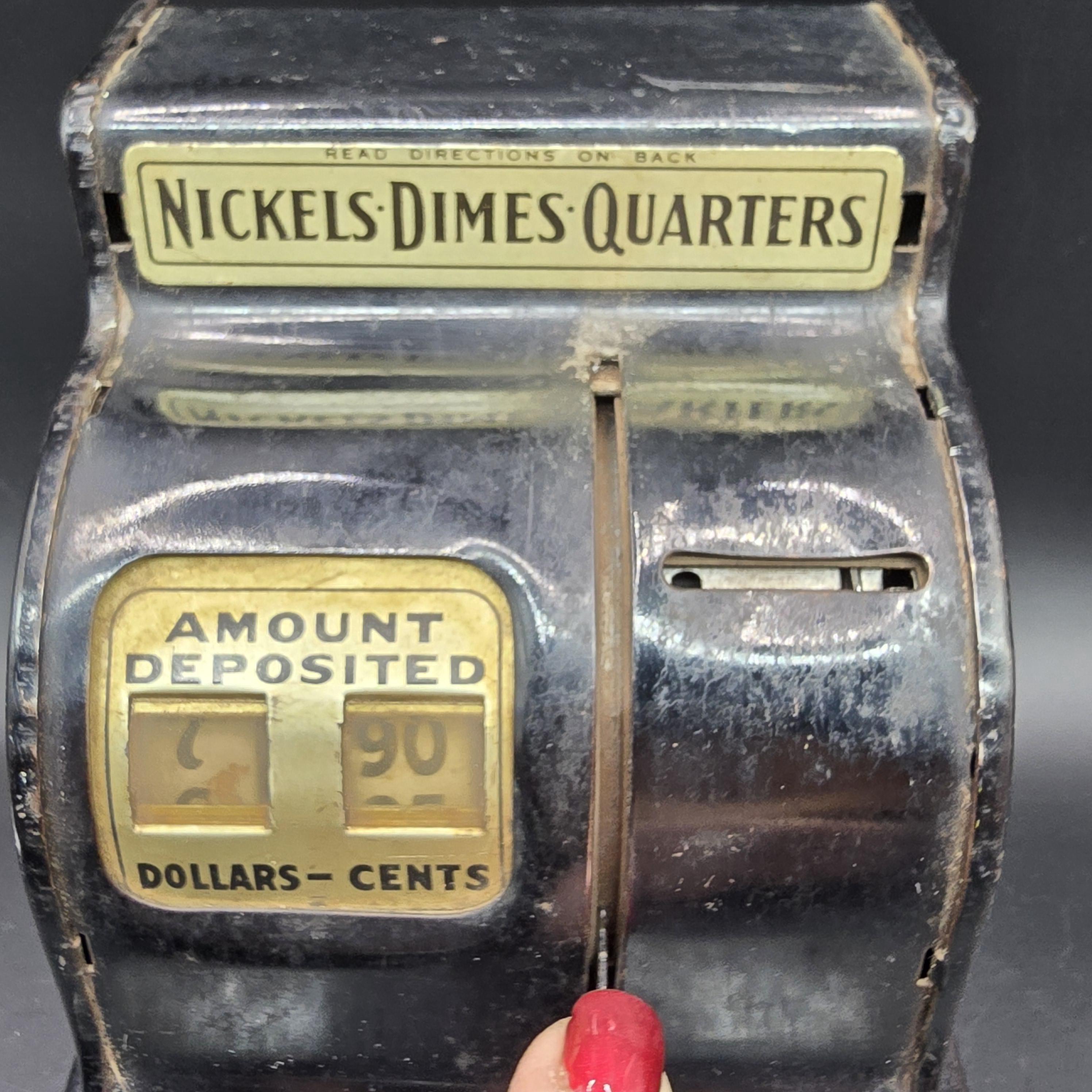 Uncle Sam's Metal Cash Register Bank, Vintage 1950s - Black Metal