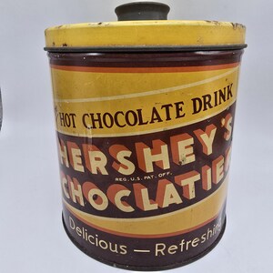 Vintage 1930s Hershey&#39;s Hot Chocolate Tin: Farmhouse Kitchen Decor