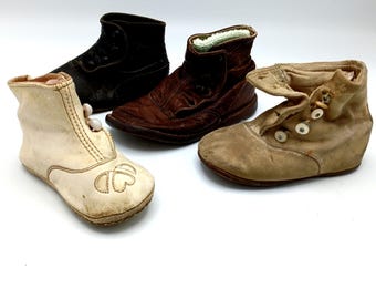 Antique Victorian Baby Button Shoes: Photo Props, Nursery Decor
