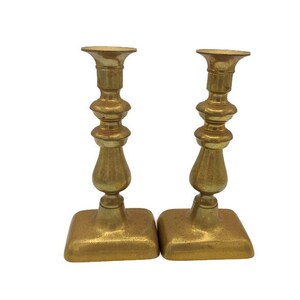 Decorative Brass Candle Holders - Pair of Heavy Brass Candle Holders - Vintage Brass Candlesticks - 8&quot; Tall Candlesticks Collectible Brass