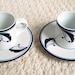Dansk Flat Demitasse Expresso Cups and Saucers, 2 sets, 4 pieces Flora (Bayberry Blue) Pattern