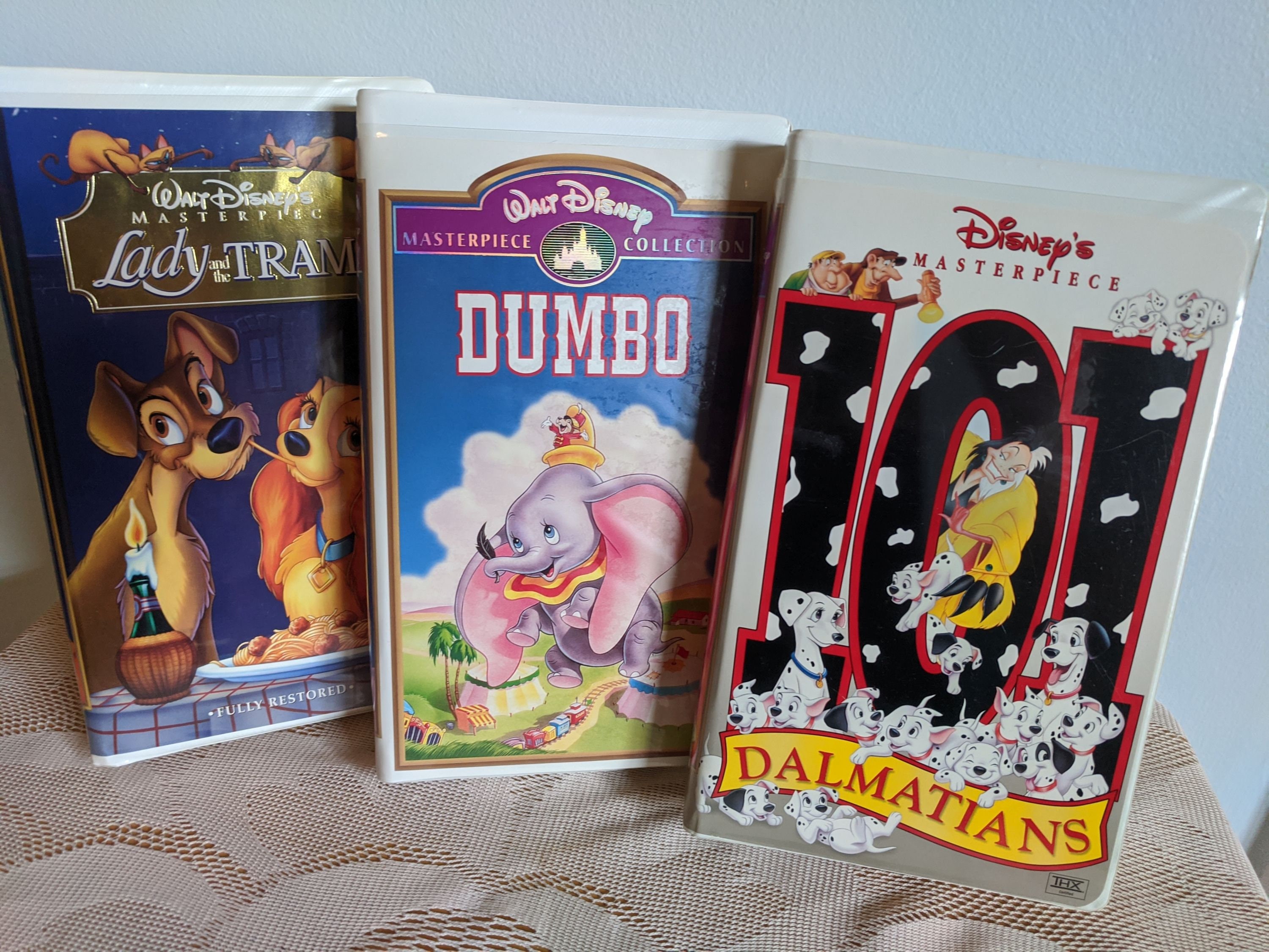 Three Disney Masterpiece VCR Tapes: Lady and the Tramp