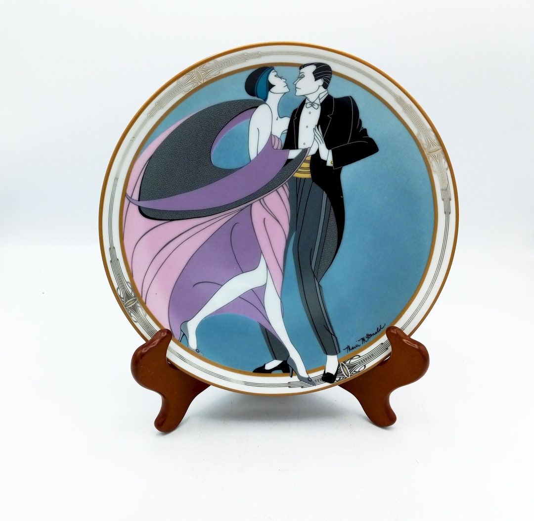 Art Deco Decorative Plate the Tango Dancers by Marci Mcdonald 2nd in
