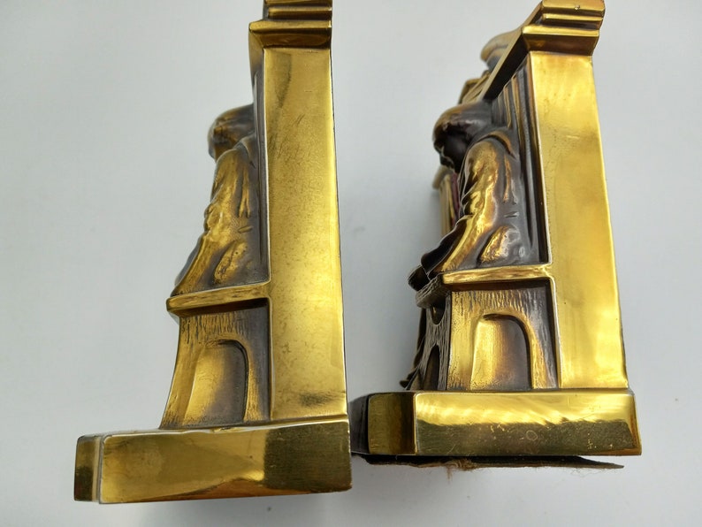 Antique Brass Over Metal Heavy Bookends Possibly Aronson Art Etsy
