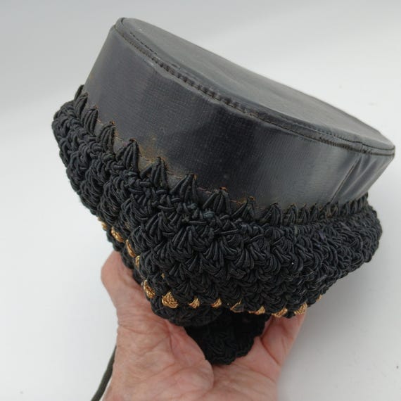 Crocheted Black Bucket Bag with Drawstring Closur… - image 5