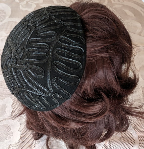 Vintage Black Yarmulke, Kippa, Skull Cap - 1950s … - image 6