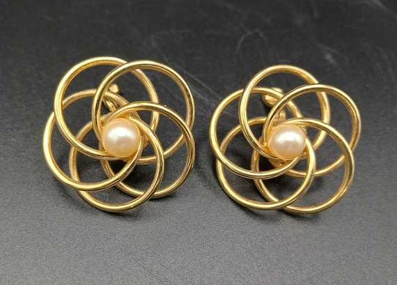 Boucle D'oreille Vintage Monet (un Seul Côté) - Nœud Doré - Occasion - Fabriqué En France