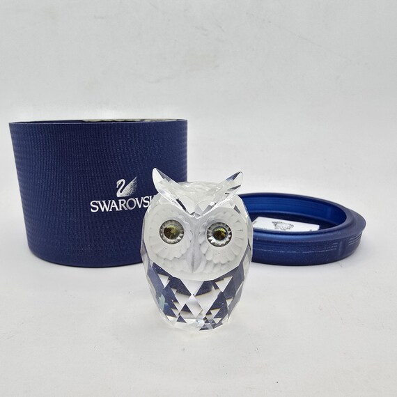 Vintage Swarovski Crystal Owl – Blocked SC Logo – Retired – Green