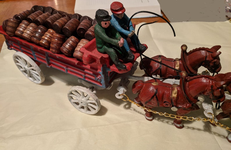 Vintage Cast Iron Beer Wagon with 8 Horses Harnesses 2 Etsy