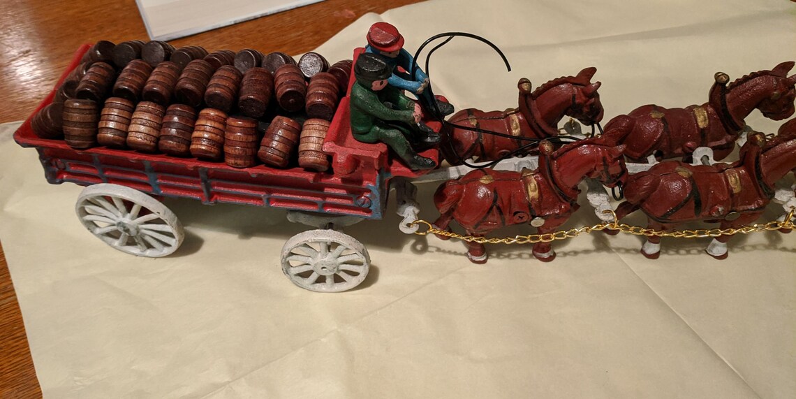 Vintage Cast Iron Beer Wagon with 8 Horses Harnesses 2 Etsy