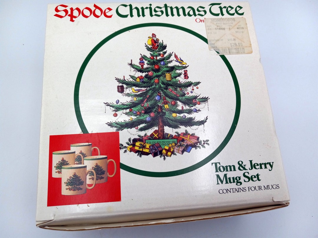 Spode Christmas Tree Mugs, Boxed Set of 4 Mugs, Pattern S3324 Made in