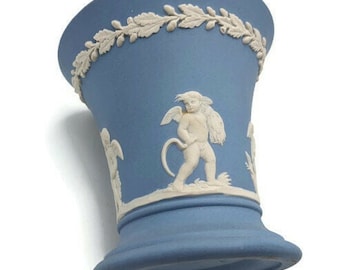 ギリシャ風の壷型陶器製花瓶 - 天使と花が手描きされたヴィンテージ 5