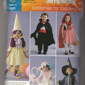 Halloween  Simplicity Pattern Costumes for Toddlers - Toddler Boys and Girls Costumes for Halloween and Holidays - Sizes A, 6 mos,  1,2,3,4