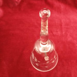 Etched Glass Dinner Bell: Floral Vine Design, Vintage Table Bell