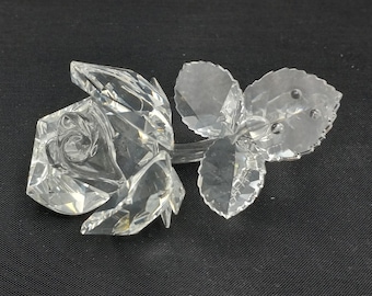 Vintage Swarovski Crystal Rose - In the Secret Garden Crystal Rose Figurine - 15th Anniversary Gift Swarovski Crystal - The Clear Rose