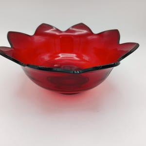 Vintage Fenton Ruby Red Glass Bowl: 1930s Lotus 9&quot; Console Bowl