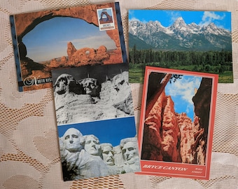 National Parks Vintage Unused Postcards  - The Arches, Bryce Canyon, Grand Teton, Mount Rushmore, Vintage Color Photograph Postcards