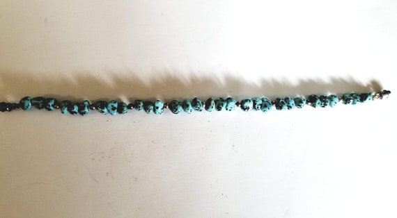 Turquoise Nugget Bracelet with Sterling Silver Be… - image 3