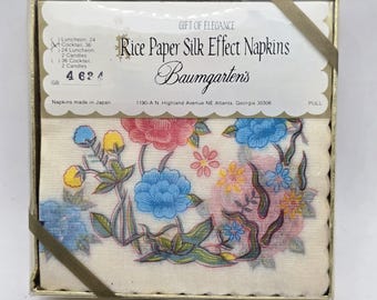 Servilletas de papel de arroz con efecto seda de Baumgarten – Juego de cóctel floral en caja de regalo (36 unidades)