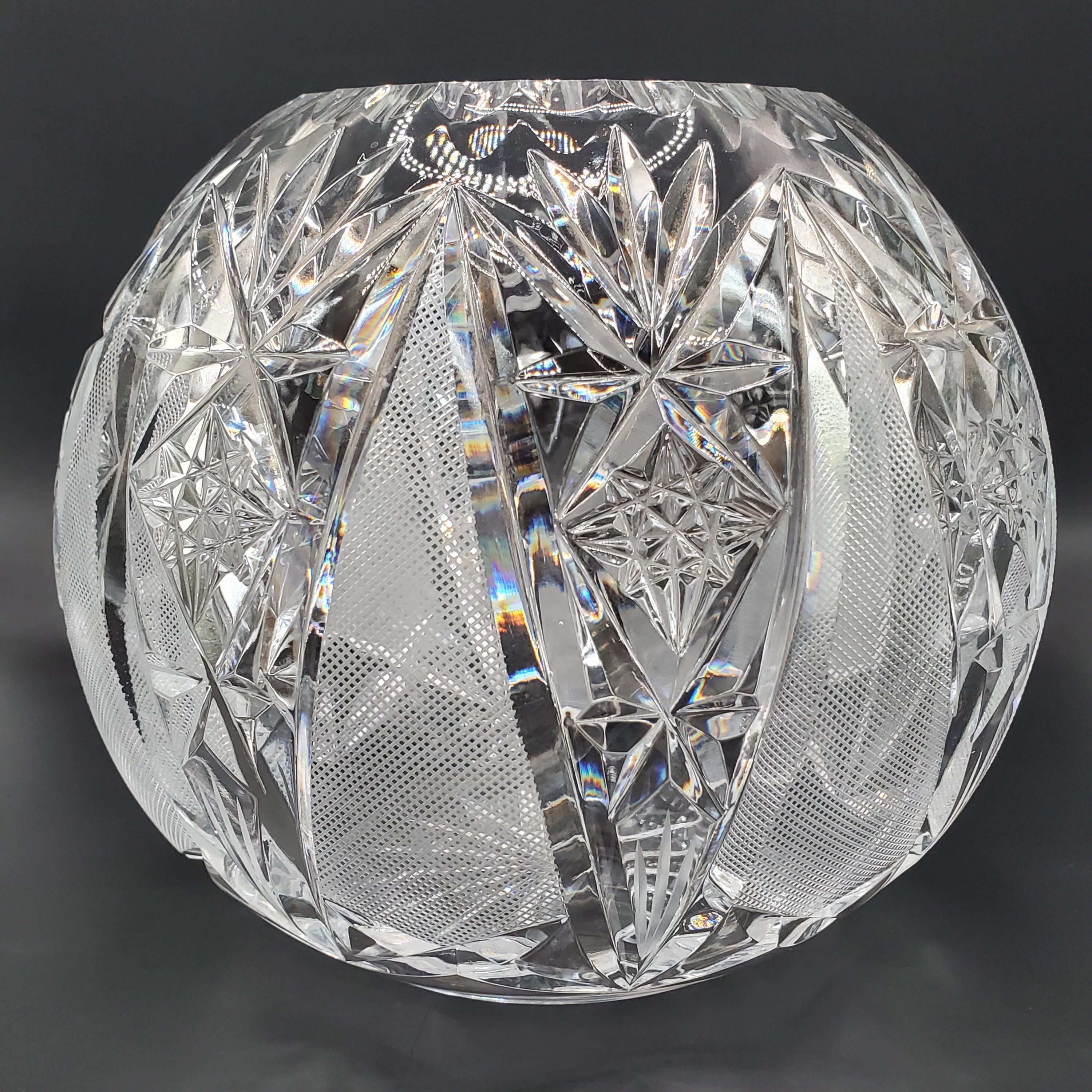 Large Cut Crystal Rose Bowl - Etsy Large Cut Crystal Rose Bowl - Etsy