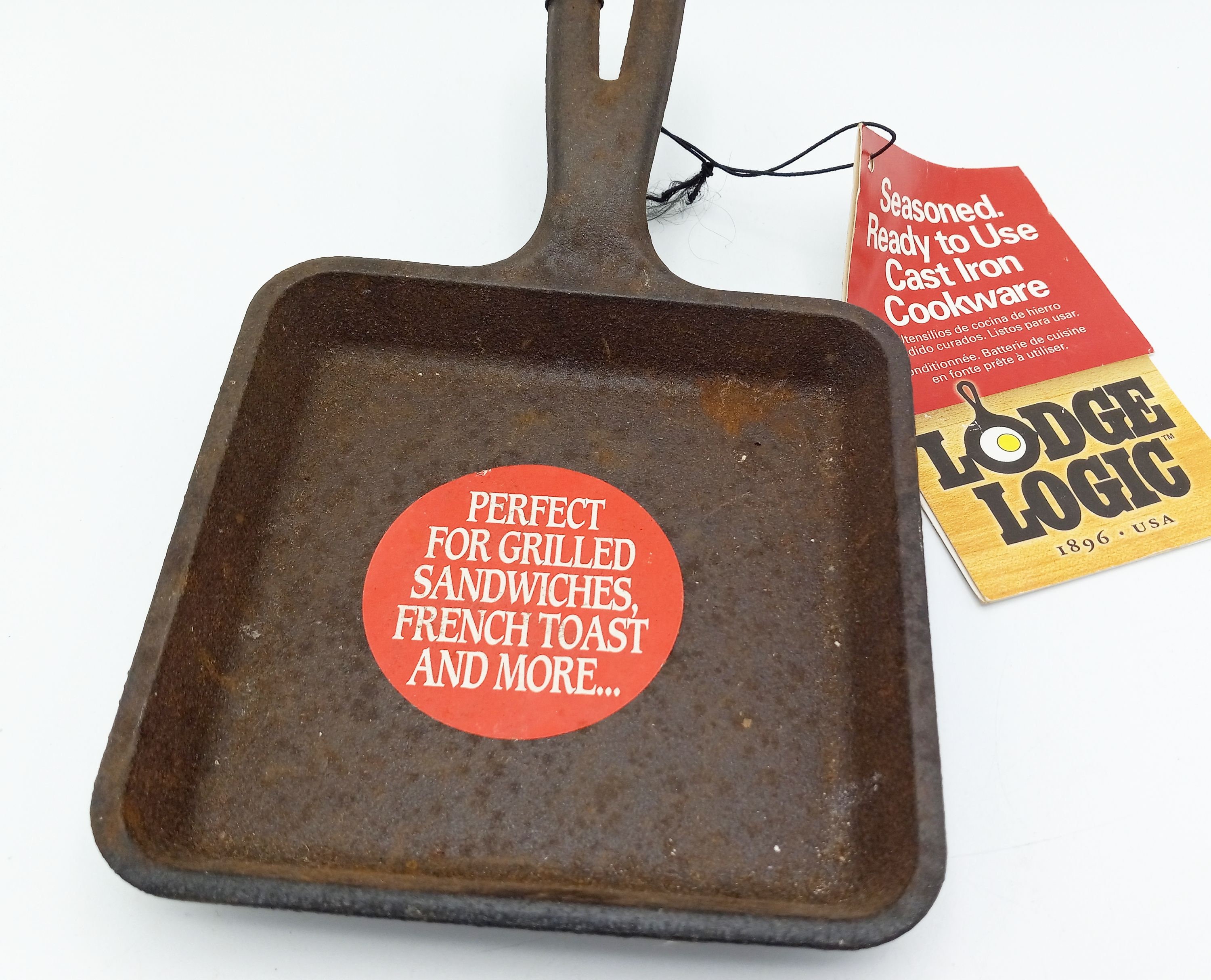 Lodge Cast Iron Small Fry Skillet, 5 X 5 Square Grilled Sandwich Pan 5WS,  Restored, Seasoned, Vintage 