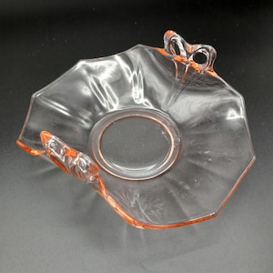 Pink Depression Glass Candy or Trinket Dish With Two Handles - Small Collectible Pink Glass Dish - EAPG Pink Unusual Dish Bow Like Handles