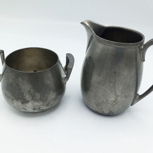 Pewter Creamer and Sugar - American Pewter Small Pitcher and Sugar Bowl - Macy&#39;s and Priscilla Pewter Sugar and Creamer - Vintage Pewter
