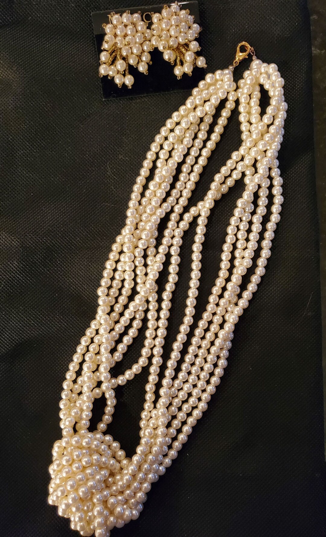 Collier Et Boucles D'oreilles Assorties - Perles Vertes, Jaunes Et Gouttes - 16" - Neuf Avec étiquettes