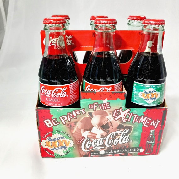 Super Bowl XXXV Coca Cola Six-pack – 2001 Tampa, Unopened 8oz