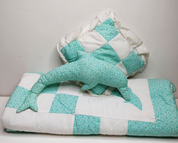 Vintage Handmade Baby Quilt Pillow and Toy Set Machine Pieced and Hand Tied Quilt Vintage but Like New Baby Shower Gift Etsy Canada