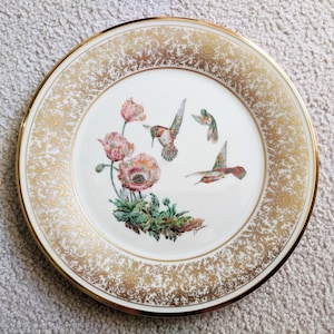 Rufous Hummingbirds, Vintage Lenox Collector Plate, Boehm Birds by Lenox, Art by Edward M. Boehm, Dated 1974.