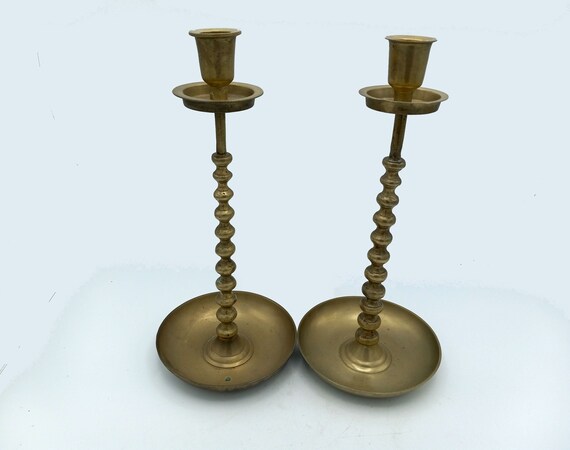 Pair of 12 Tall Brass Candle Holders Heavy Brass Vintage Candlesticks  Decorative Brass Candle Holders Collectible Brass -  Canada