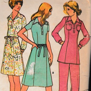 McCalls Pounds Thinner 1970s Pattern for A- line dress, tunic and pants - Size 14 Used Pattern # 3244, Vintage Pattern for Stretchable Knits