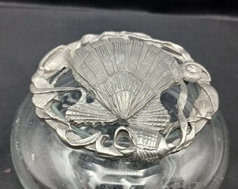 1990 Rawcliffe Pewter Scallop Trinket Dish: Vintage Glass
