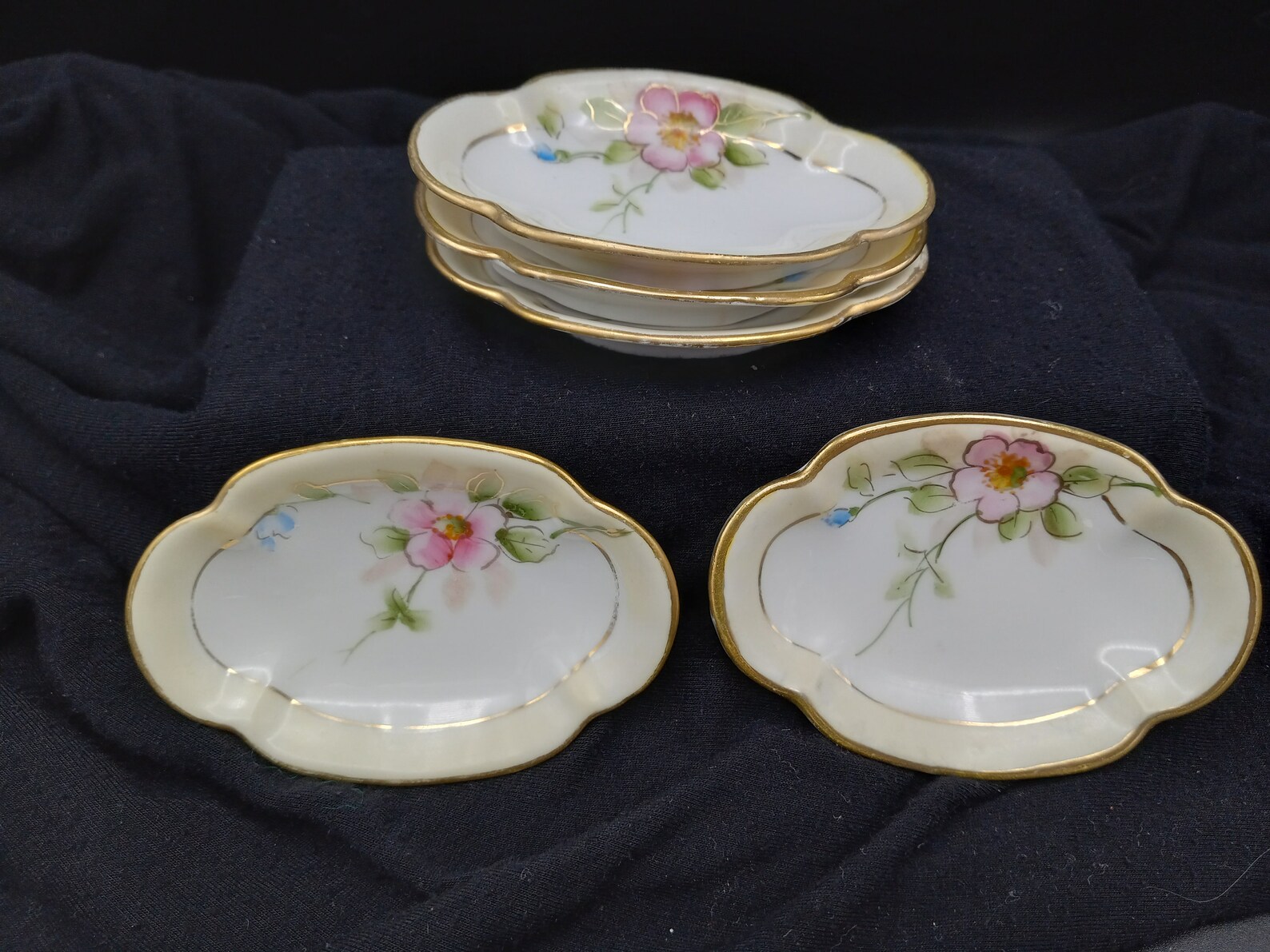 Antique Nippon Salt Cellars White Porcelain Apple Blossom Etsy