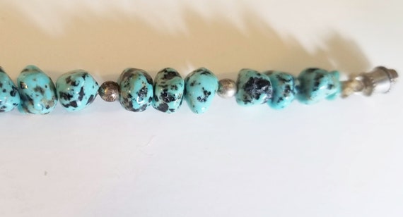 Turquoise Nugget Bracelet with Sterling Silver Be… - image 5