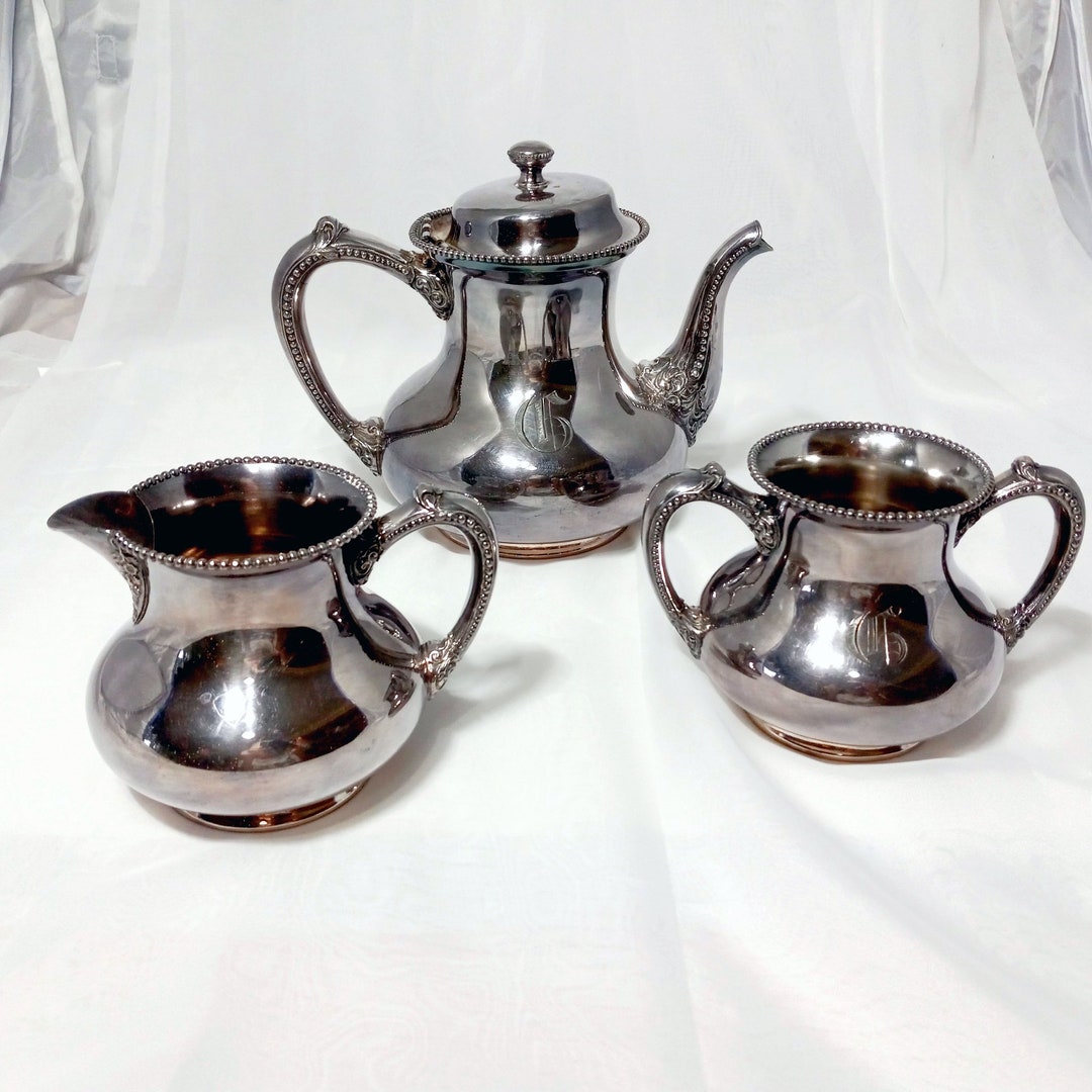 Antique Hartford Silver Company Quadruple Silver Plate 3 Piece Tea