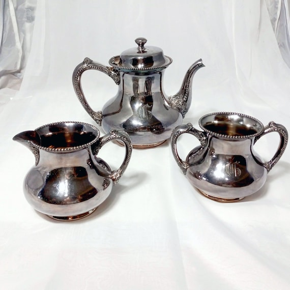 Antique Hartford Silver Company Quadruple Silver Plate 3 Piece Tea